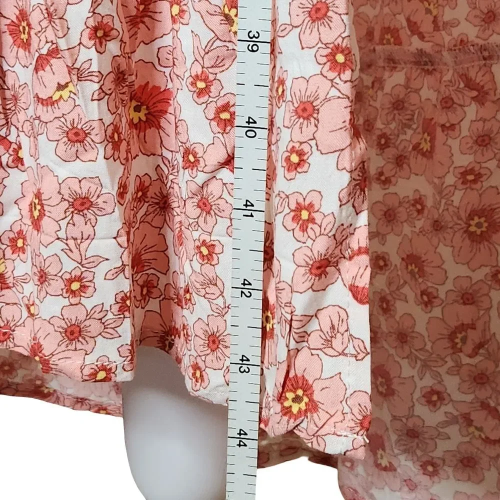 As U Wish Pink Floral High-Low Tie-Back Flutter Sleeve Dress Junior's Small NWT